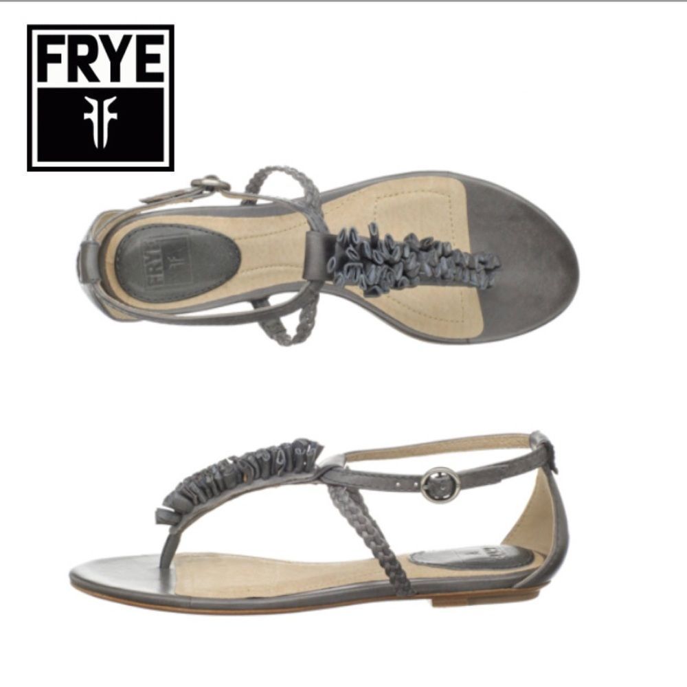 Frye|Laurel Flower|T-Strap Adjustable Sandals|Strappy Sandals|Brown|Size 9M